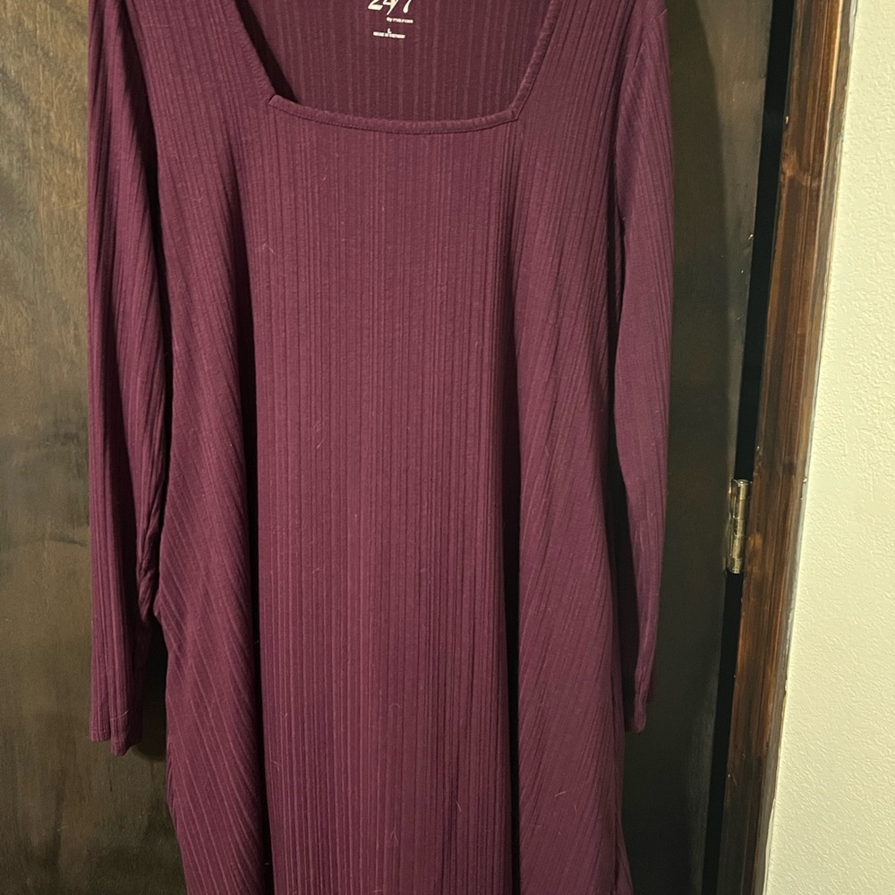 Maurices 24/7 Deep Purple Ribbed Knit Dress NWOT never worn